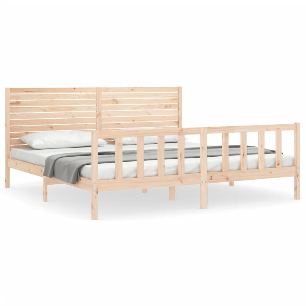 Bedframe met hoofdbord massief hout is nu te koop bij PeponiXL, paradijselijk wonen!