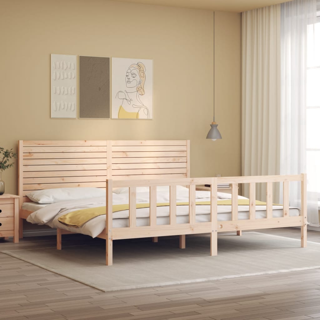 Bedframe met hoofdbord massief hout is nu te koop bij PeponiXL, paradijselijk wonen!