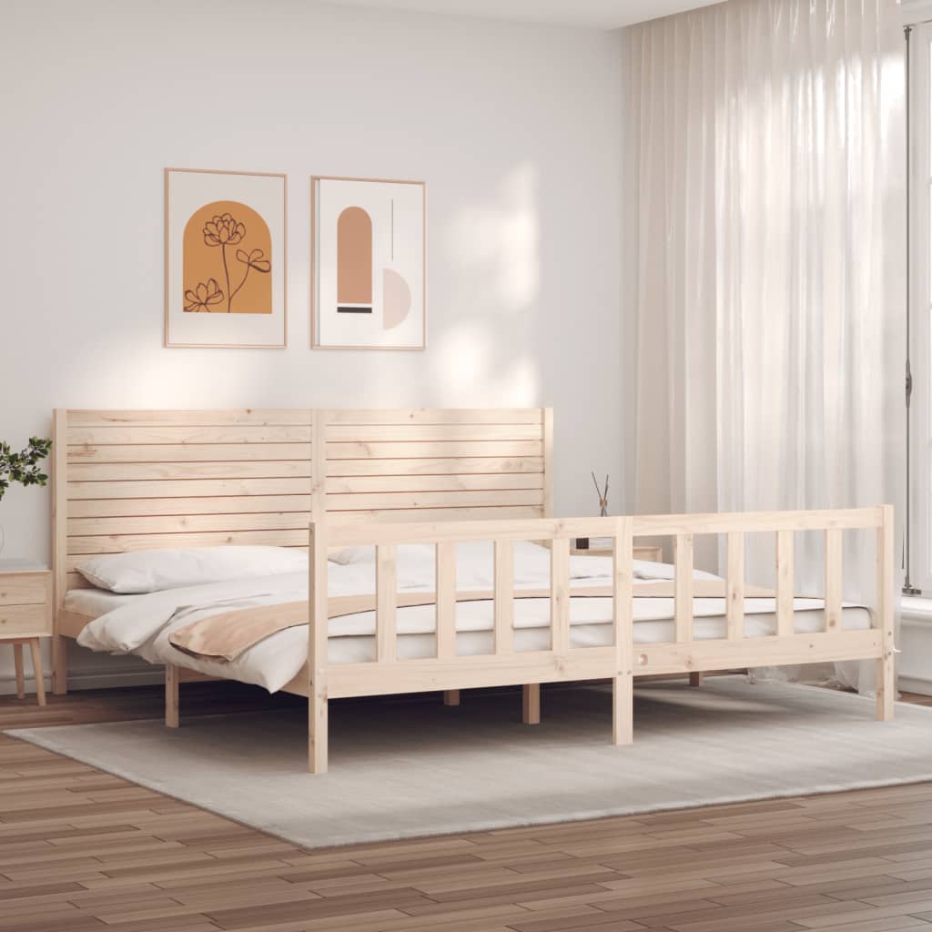 Bedframe met hoofdbord massief hout is nu te koop bij PeponiXL, paradijselijk wonen!