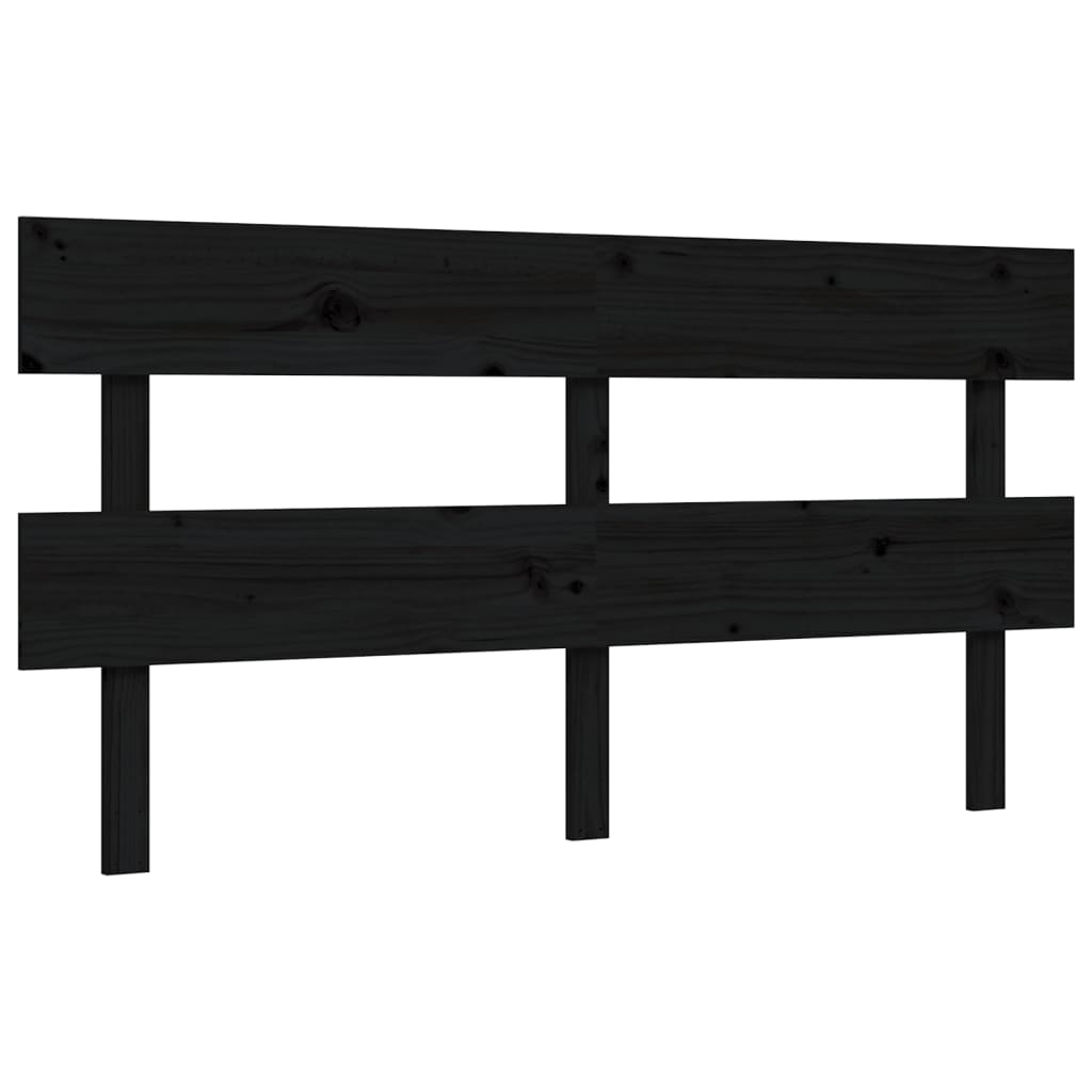 Bedframe met hoofdbord massief hout zwart