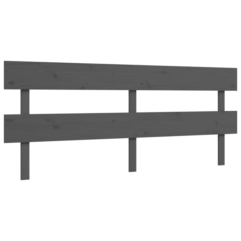 Bedframe met hoofdbord massief hout grijs 200x200 cm is nu te koop bij PeponiXL, paradijselijk wonen!