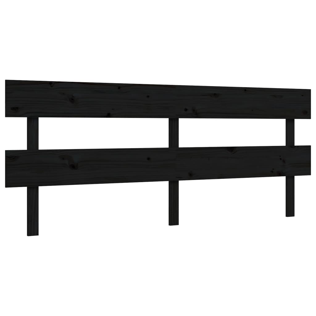 Bedframe met hoofdbord massief hout zwart 200x200 cm is nu te koop bij PeponiXL, paradijselijk wonen!