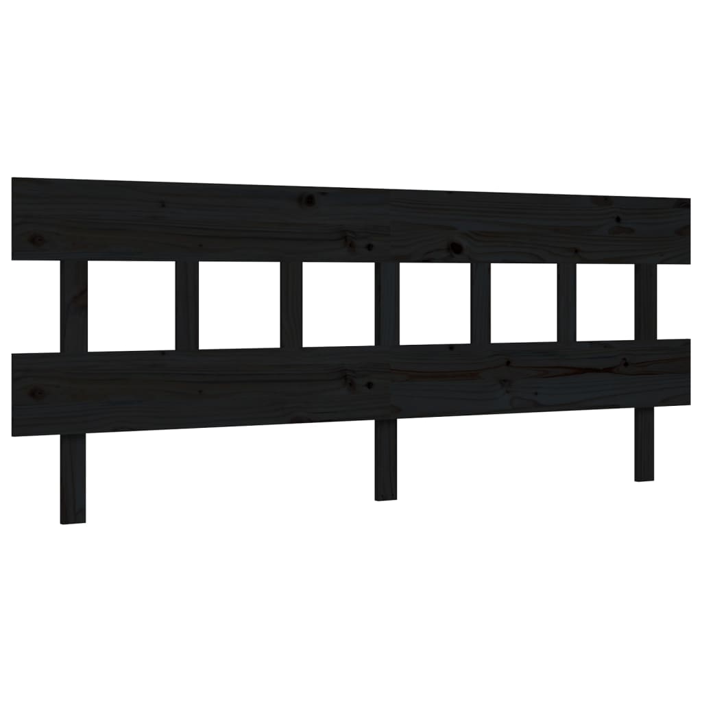 Bedframe met hoofdbord massief hout zwart 200x200 cm is nu te koop bij PeponiXL, paradijselijk wonen!