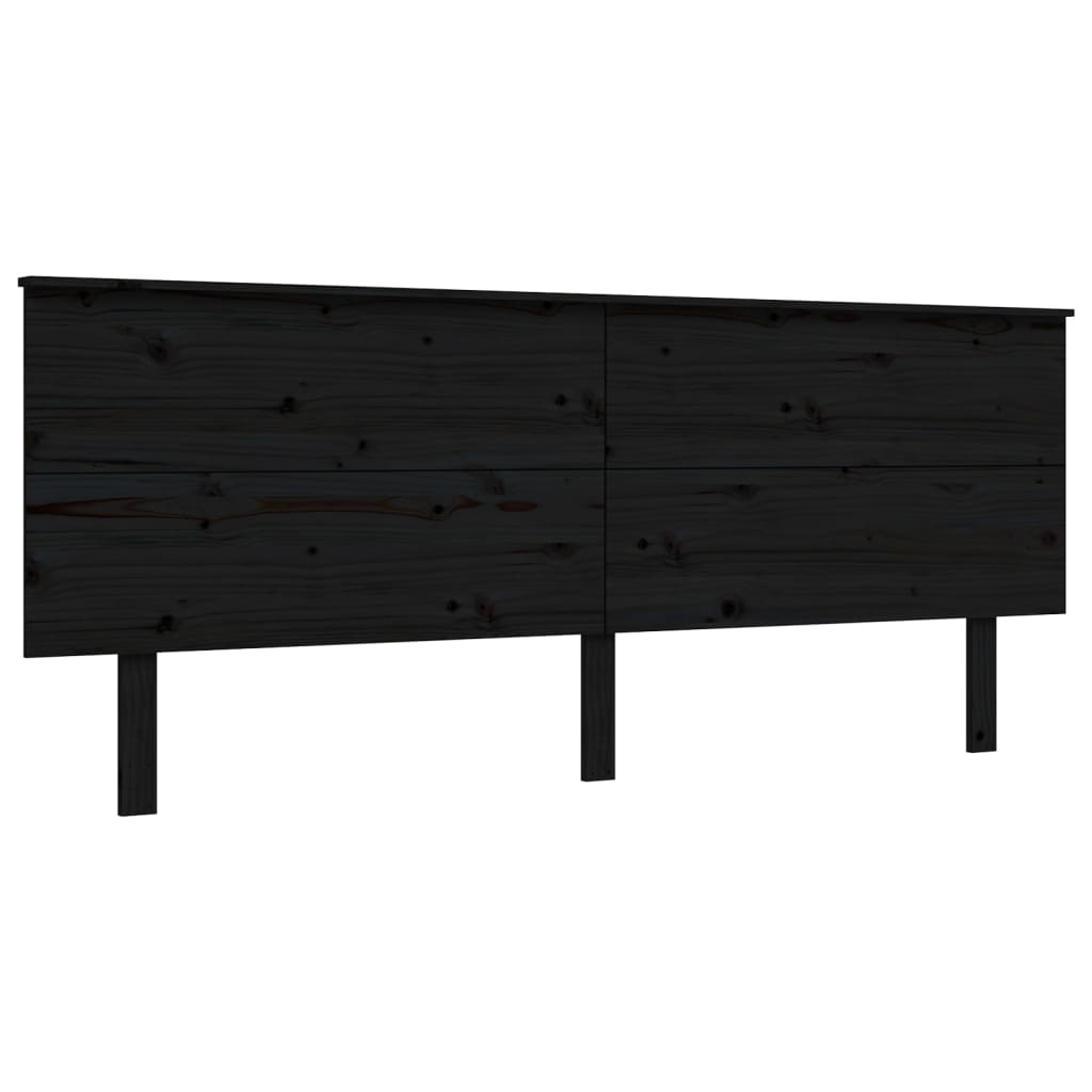 Bedframe met hoofdbord massief hout zwart 200x200 cm is nu te koop bij PeponiXL, paradijselijk wonen!