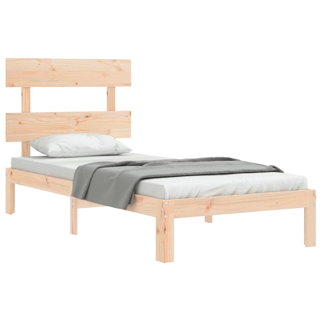 Bedframe met hoofdbord massief hout is nu te koop bij PeponiXL, paradijselijk wonen!