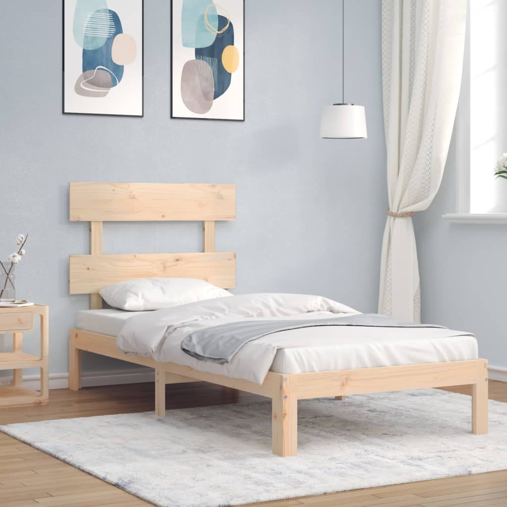 Bedframe met hoofdbord massief hout is nu te koop bij PeponiXL, paradijselijk wonen!