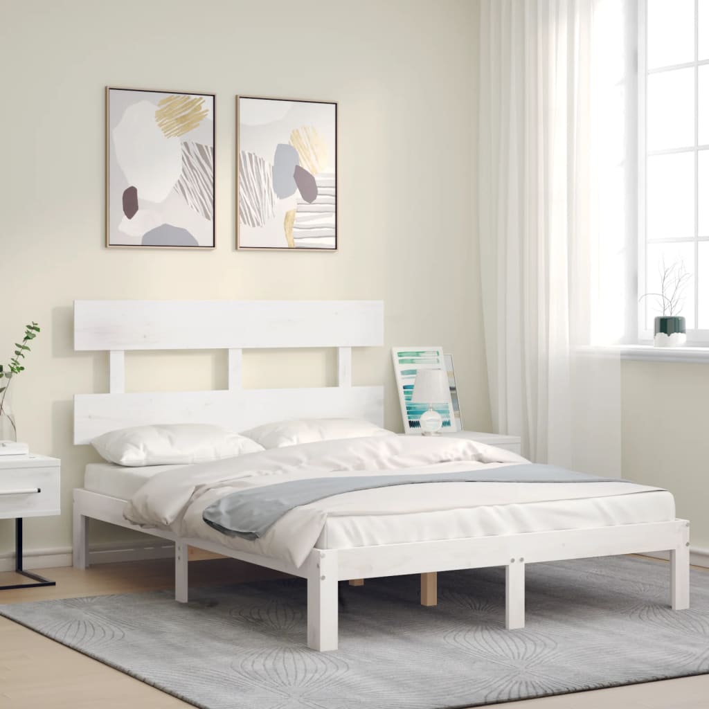 Bedframe zonder matras massief grenenhout wit 120x200 cm is nu te koop bij PeponiXL, paradijselijk wonen!
