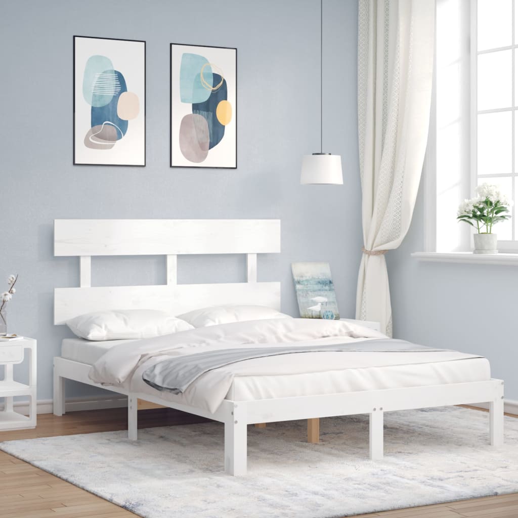 Bedframe zonder matras massief grenenhout wit 120x200 cm is nu te koop bij PeponiXL, paradijselijk wonen!