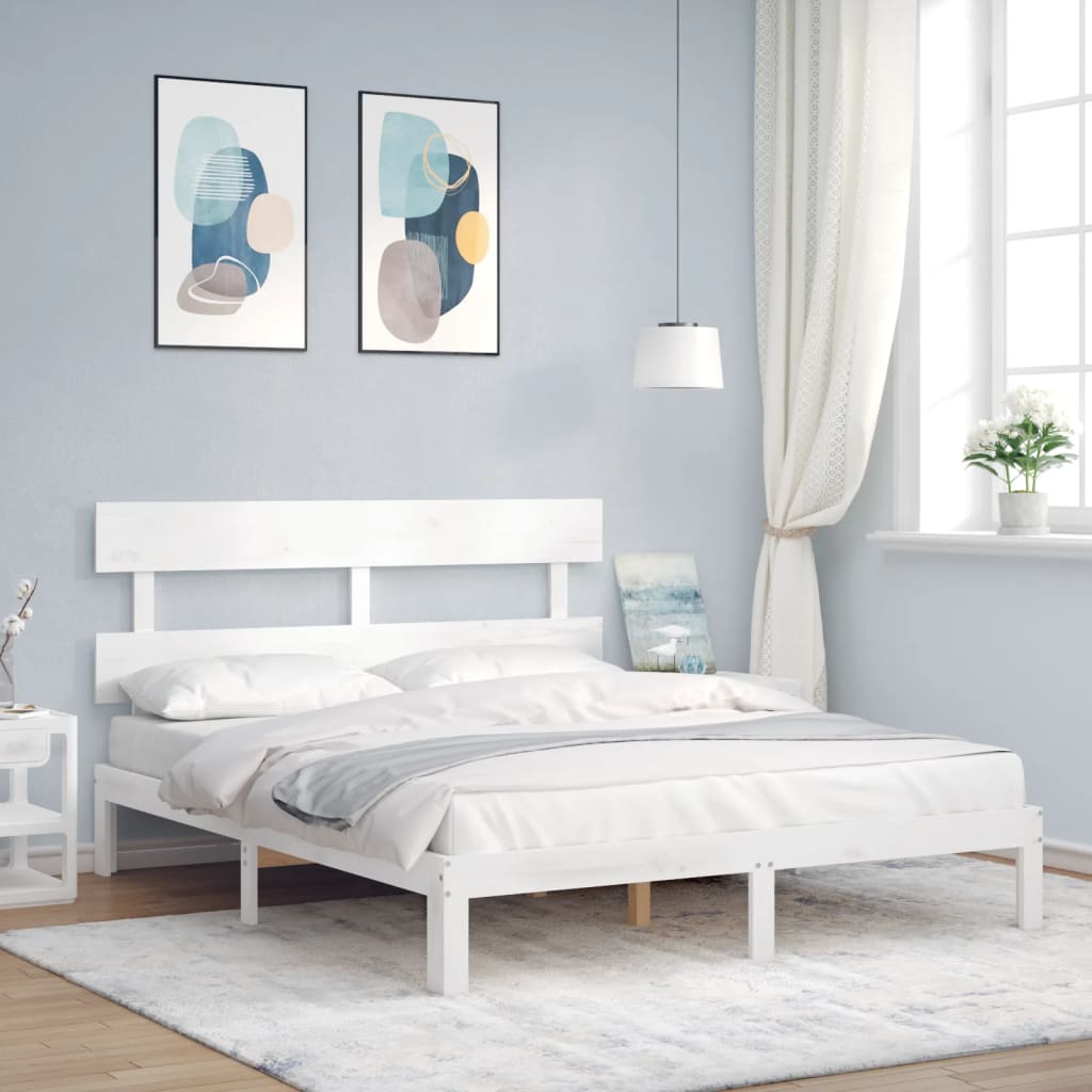 Bedframe zonder matras massief grenenhout wit 160x200 cm is nu te koop bij PeponiXL, paradijselijk wonen!