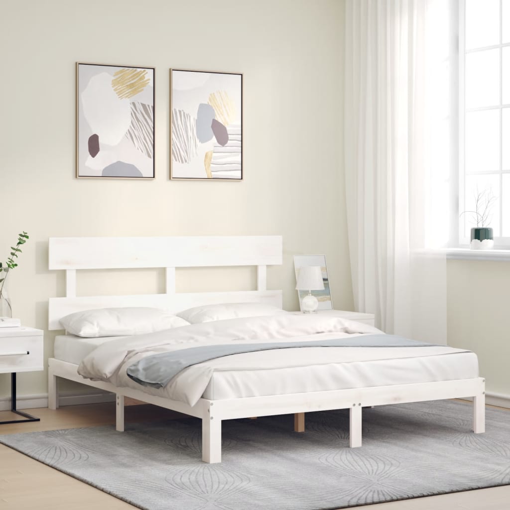 Bedframe zonder matras massief grenenhout wit 160x200 cm is nu te koop bij PeponiXL, paradijselijk wonen!