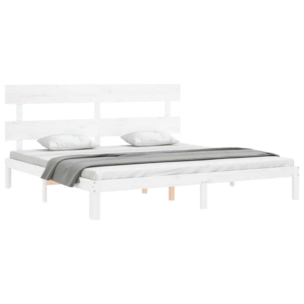 Bedframe met hoofdbord massief hout wit is nu te koop bij PeponiXL, paradijselijk wonen!