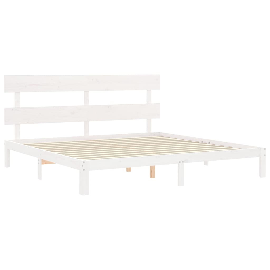 Bedframe met hoofdbord massief hout wit is nu te koop bij PeponiXL, paradijselijk wonen!