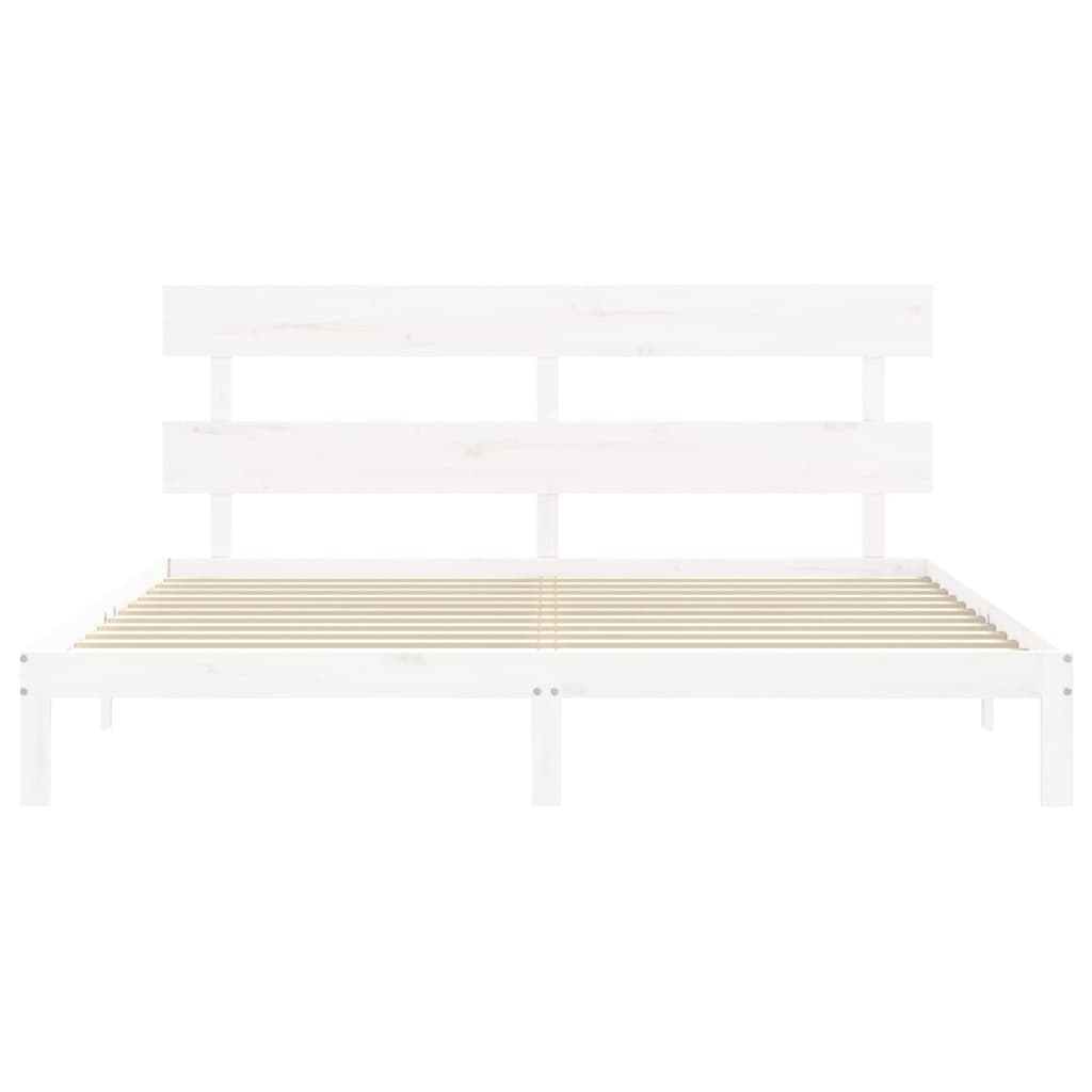 Bedframe met hoofdbord massief hout wit is nu te koop bij PeponiXL, paradijselijk wonen!