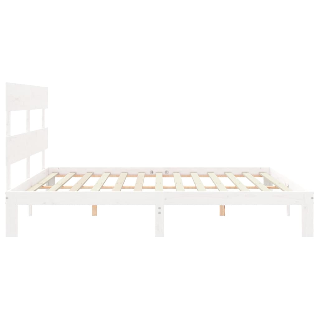 Bedframe met hoofdbord massief hout wit is nu te koop bij PeponiXL, paradijselijk wonen!
