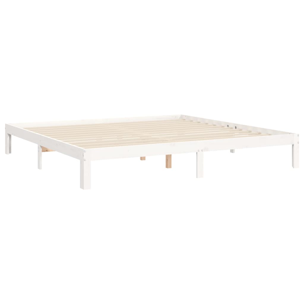 Bedframe met hoofdbord massief hout wit is nu te koop bij PeponiXL, paradijselijk wonen!