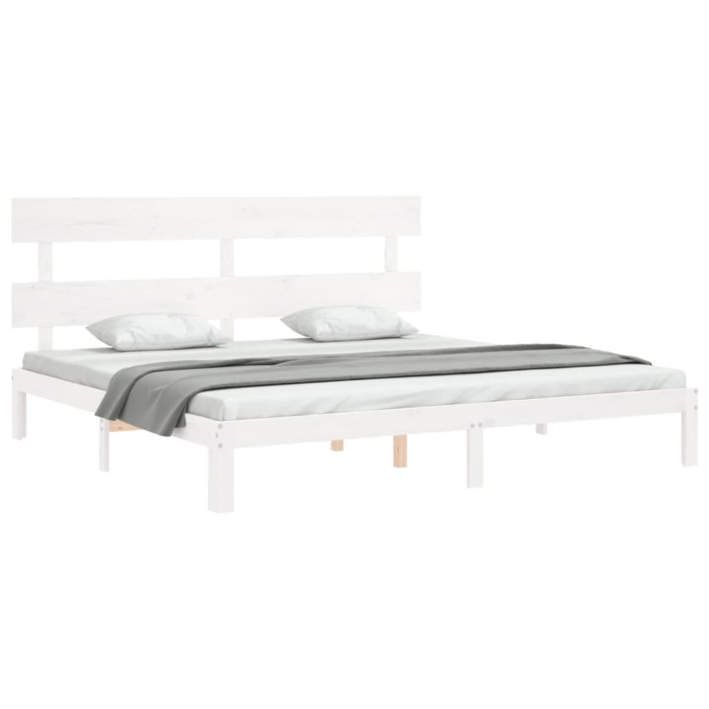 Bedframe zonder matras massief grenenhout wit 200x200 cm is nu te koop bij PeponiXL, paradijselijk wonen!