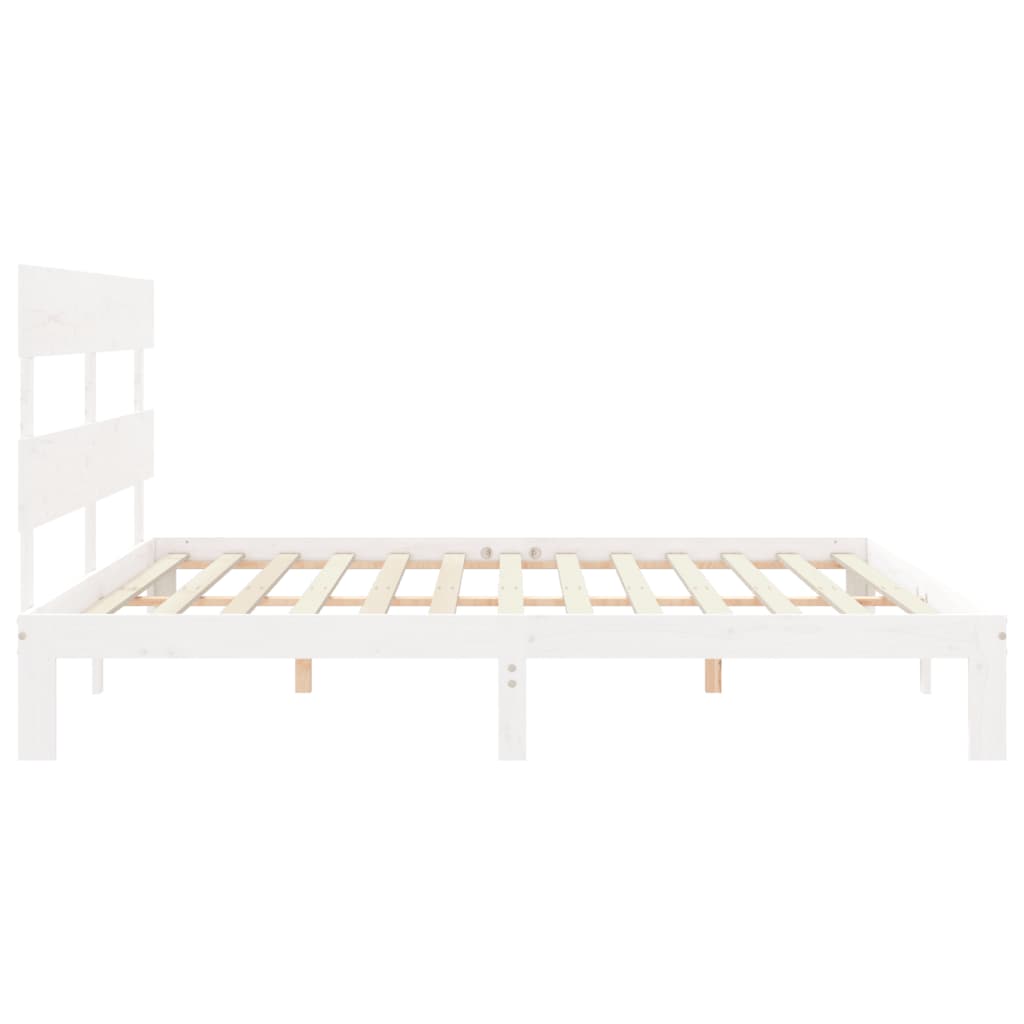 Bedframe zonder matras massief grenenhout wit 200x200 cm is nu te koop bij PeponiXL, paradijselijk wonen!