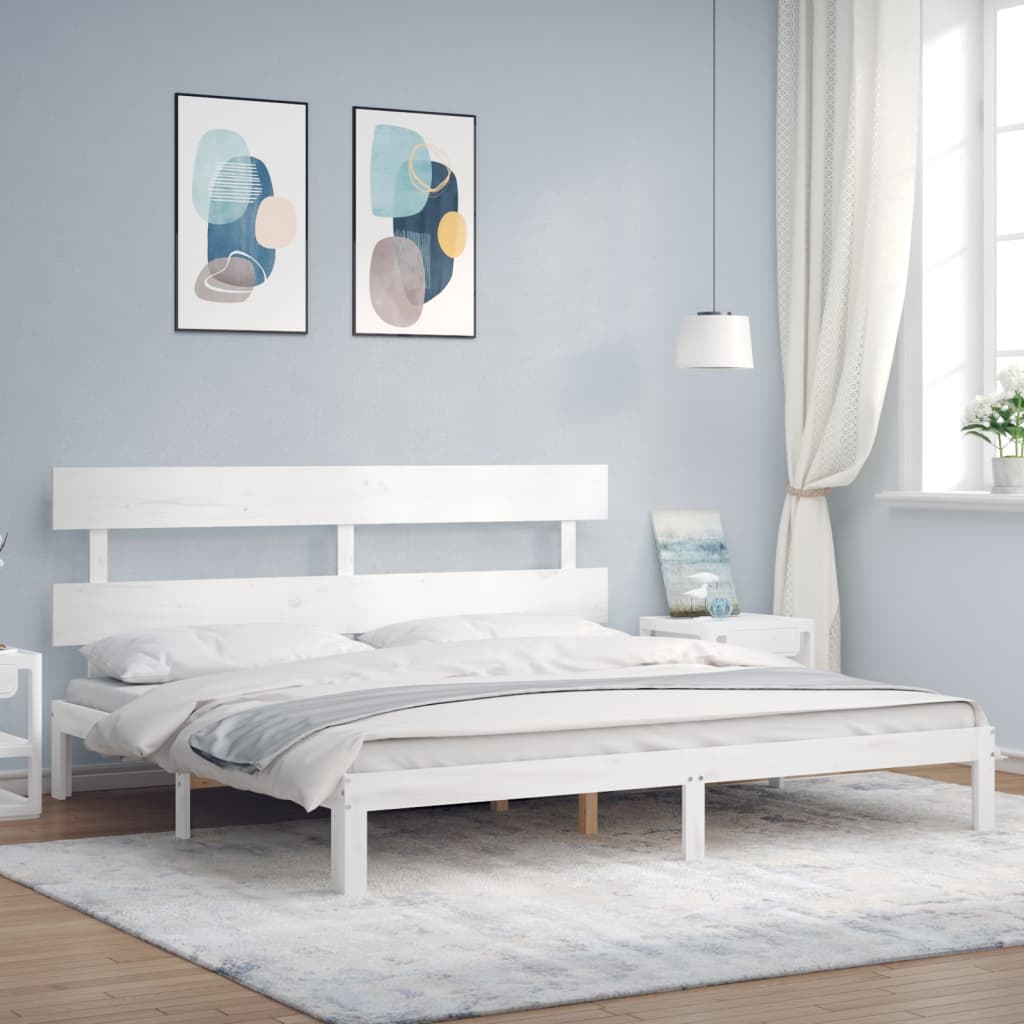 Bedframe zonder matras massief grenenhout wit 200x200 cm is nu te koop bij PeponiXL, paradijselijk wonen!