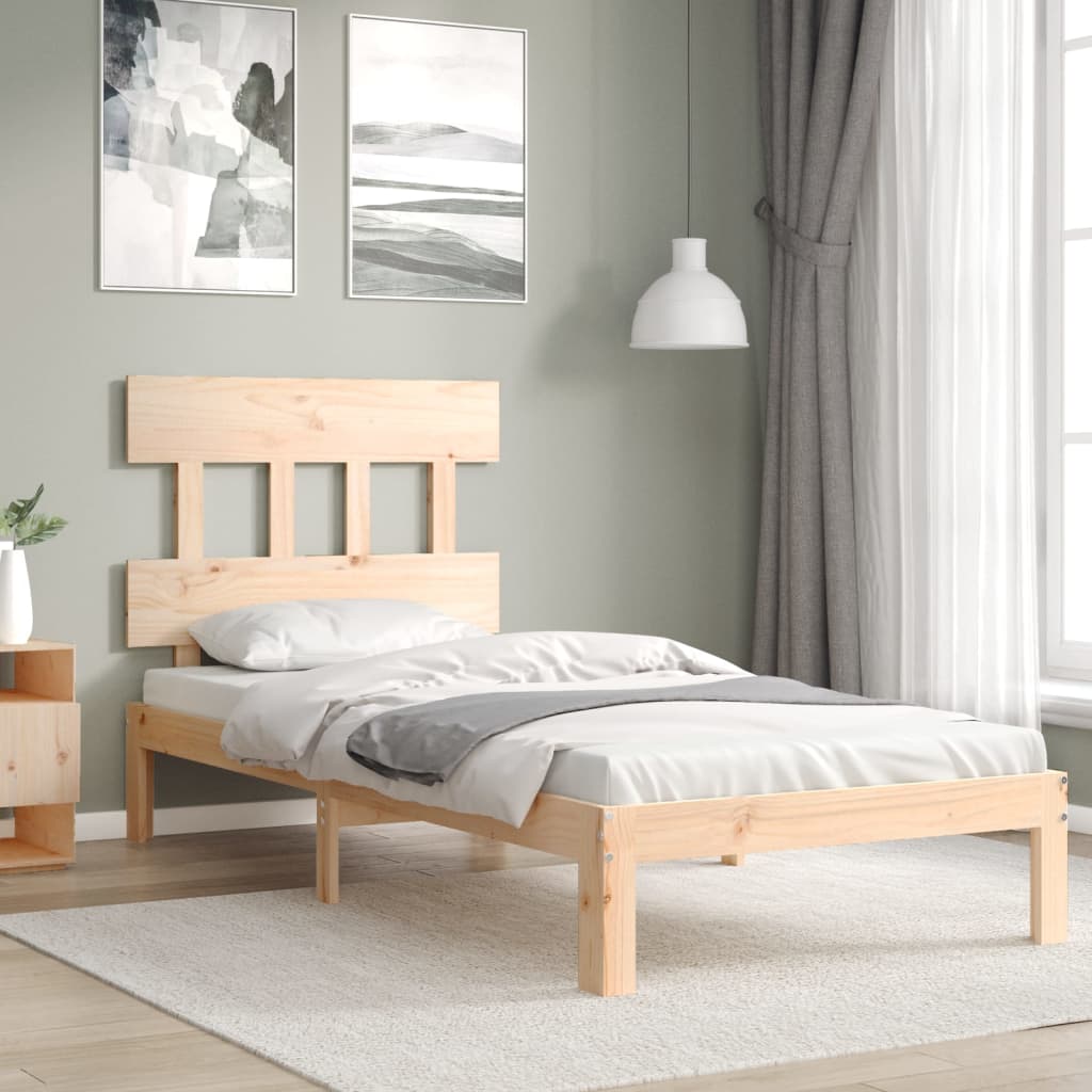 Bedframe met hoofdbord massief hout is nu te koop bij PeponiXL, paradijselijk wonen!