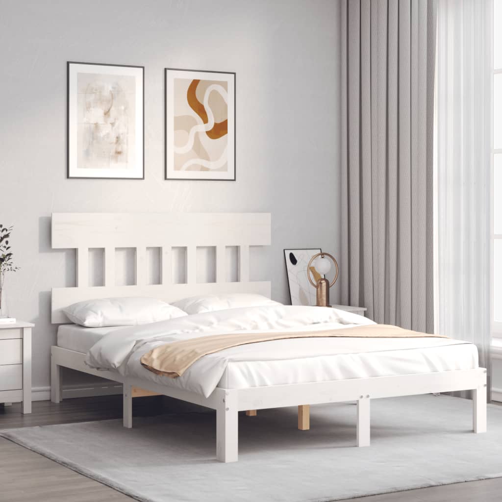 Bedframe zonder matras massief grenenhout wit 140x190 cm is nu te koop bij PeponiXL, paradijselijk wonen!