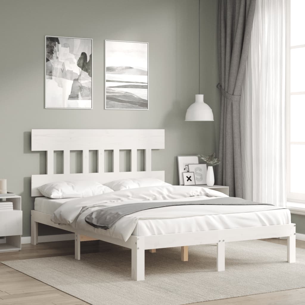 Bedframe zonder matras massief grenenhout wit 140x190 cm is nu te koop bij PeponiXL, paradijselijk wonen!