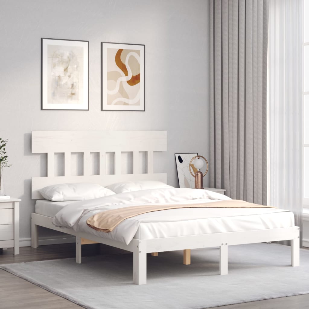 Bedframe zonder matras massief grenenhout wit 120x200 cm is nu te koop bij PeponiXL, paradijselijk wonen!