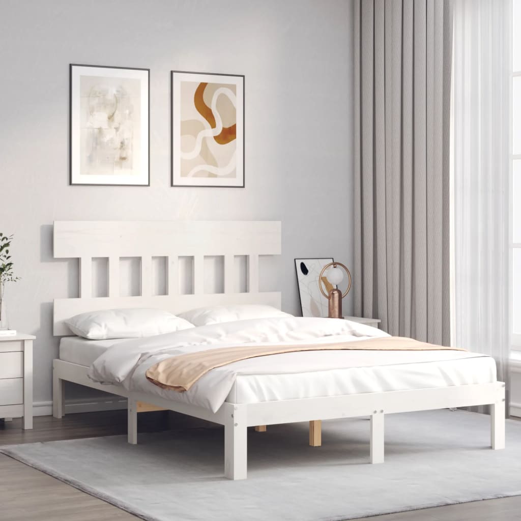 Bedframe zonder matras massief grenenhout wit 140x200 cm is nu te koop bij PeponiXL, paradijselijk wonen!