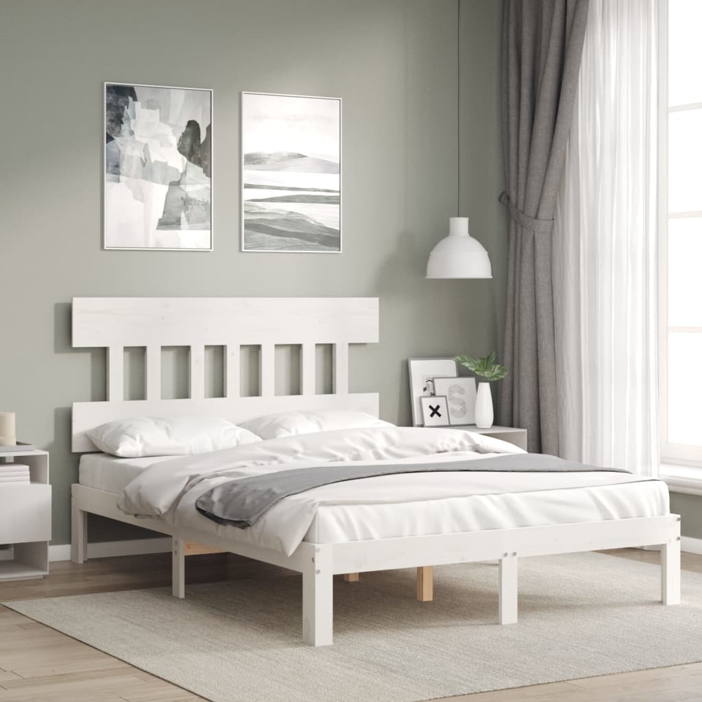 Bedframe zonder matras massief grenenhout wit 140x200 cm is nu te koop bij PeponiXL, paradijselijk wonen!