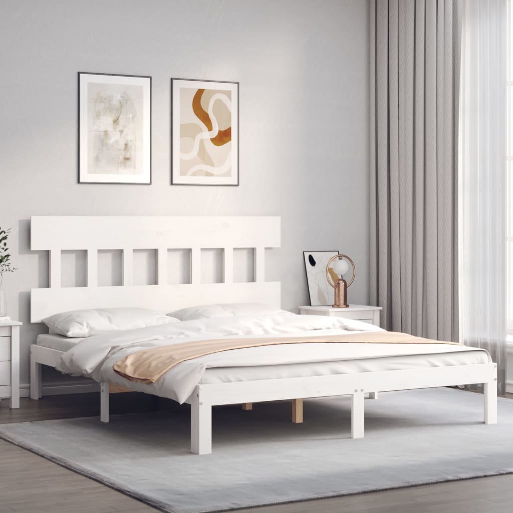 Bedframe zonder matras massief grenenhout wit 160x200 cm is nu te koop bij PeponiXL, paradijselijk wonen!