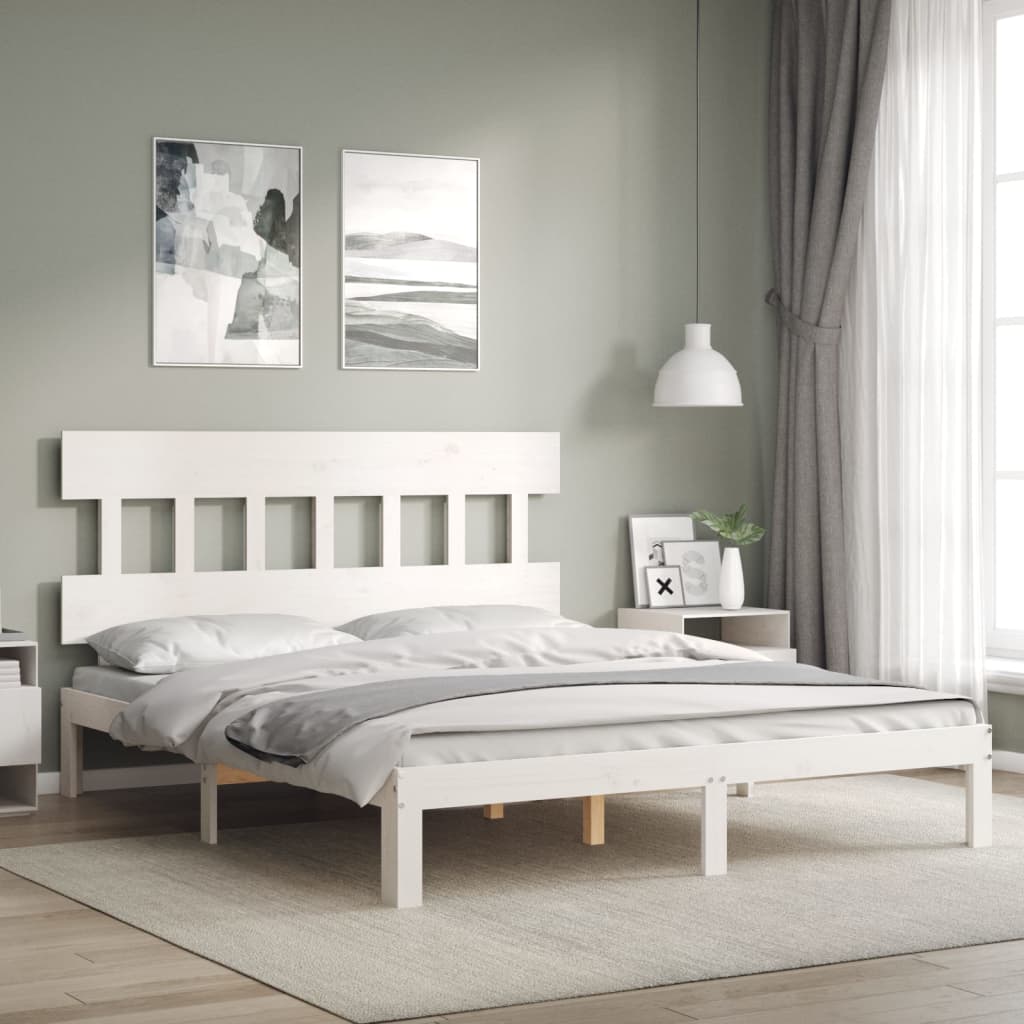 Bedframe zonder matras massief grenenhout wit 160x200 cm is nu te koop bij PeponiXL, paradijselijk wonen!
