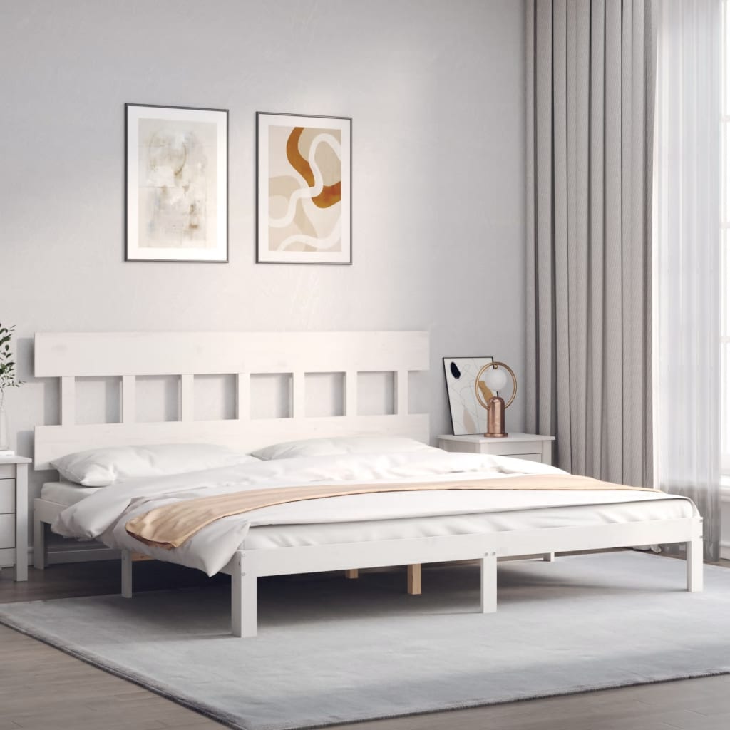 Bedframe zonder matras massief grenenhout wit 200x200 cm is nu te koop bij PeponiXL, paradijselijk wonen!