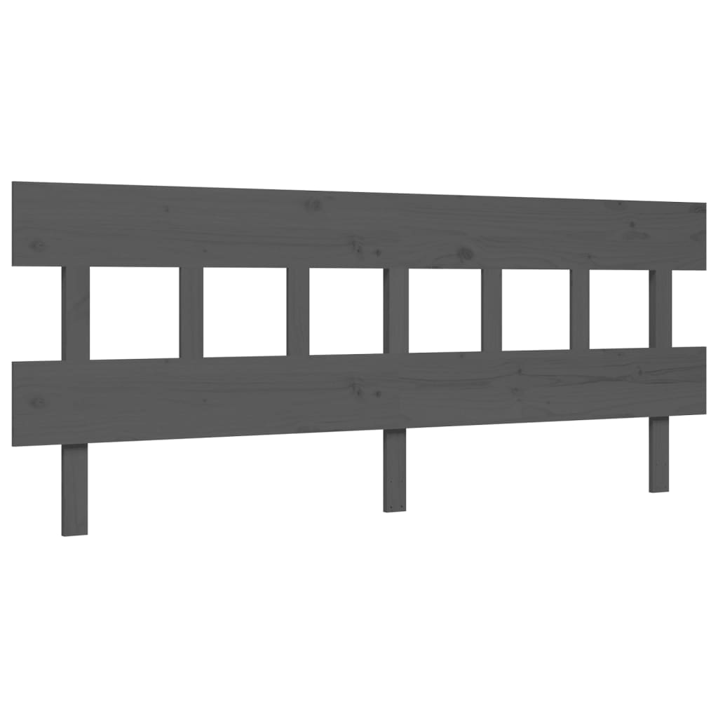 Bedframe met hoofdbord massief hout grijs 200x200 cm is nu te koop bij PeponiXL, paradijselijk wonen!