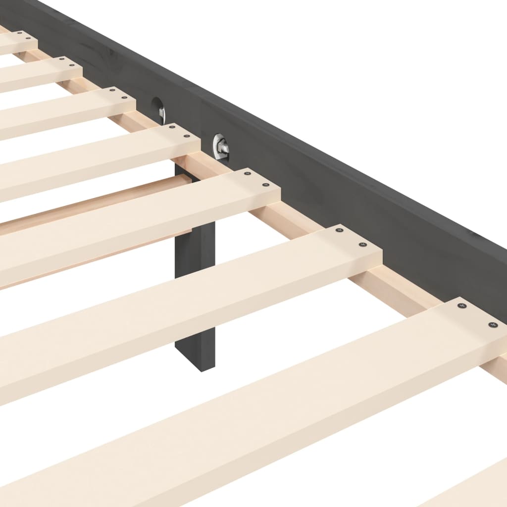 Bedframe met hoofdbord massief hout grijs 200x200 cm is nu te koop bij PeponiXL, paradijselijk wonen!