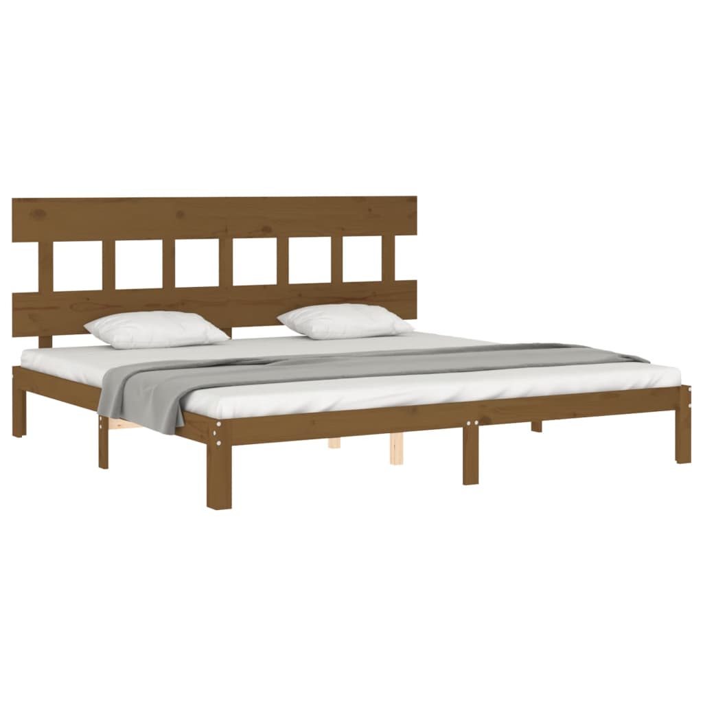 Bedframe met hoofdbord massief hout honingbruin 200x200 cm is nu te koop bij PeponiXL, paradijselijk wonen!