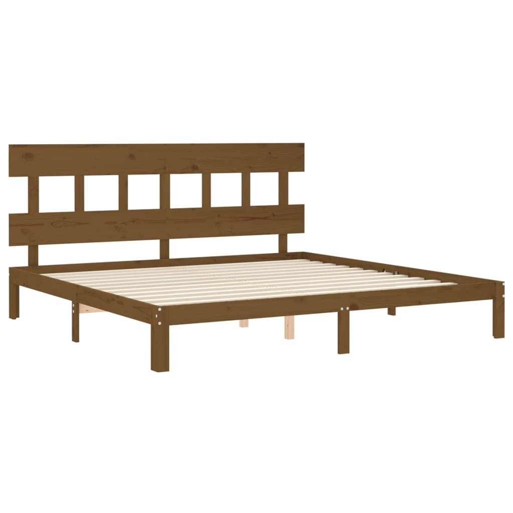 Bedframe met hoofdbord massief hout honingbruin 200x200 cm is nu te koop bij PeponiXL, paradijselijk wonen!