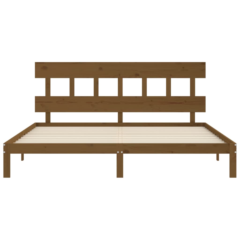 Bedframe met hoofdbord massief hout honingbruin 200x200 cm is nu te koop bij PeponiXL, paradijselijk wonen!