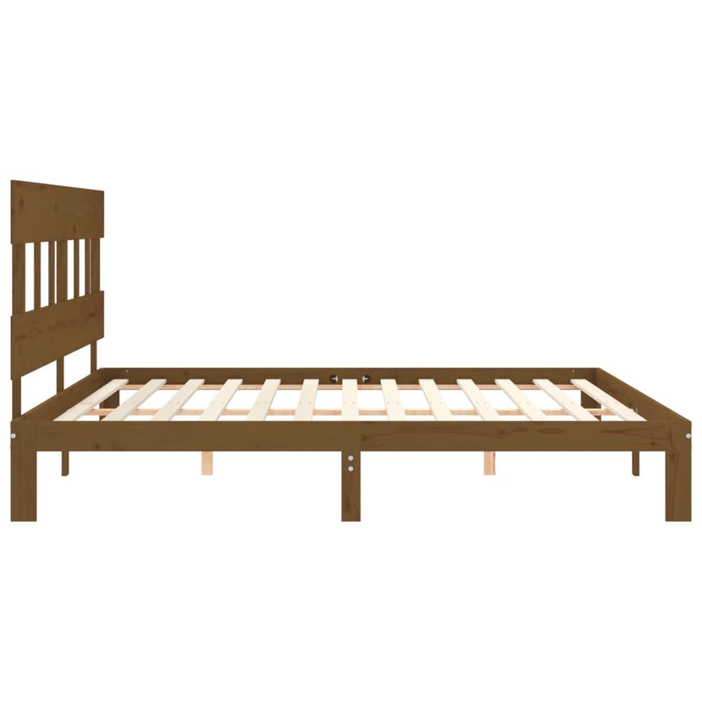 Bedframe met hoofdbord massief hout honingbruin 200x200 cm is nu te koop bij PeponiXL, paradijselijk wonen!