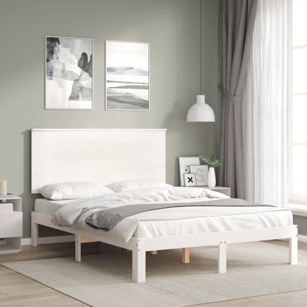 Bedframe zonder matras massief grenenhout wit 140x190 cm is nu te koop bij PeponiXL, paradijselijk wonen!