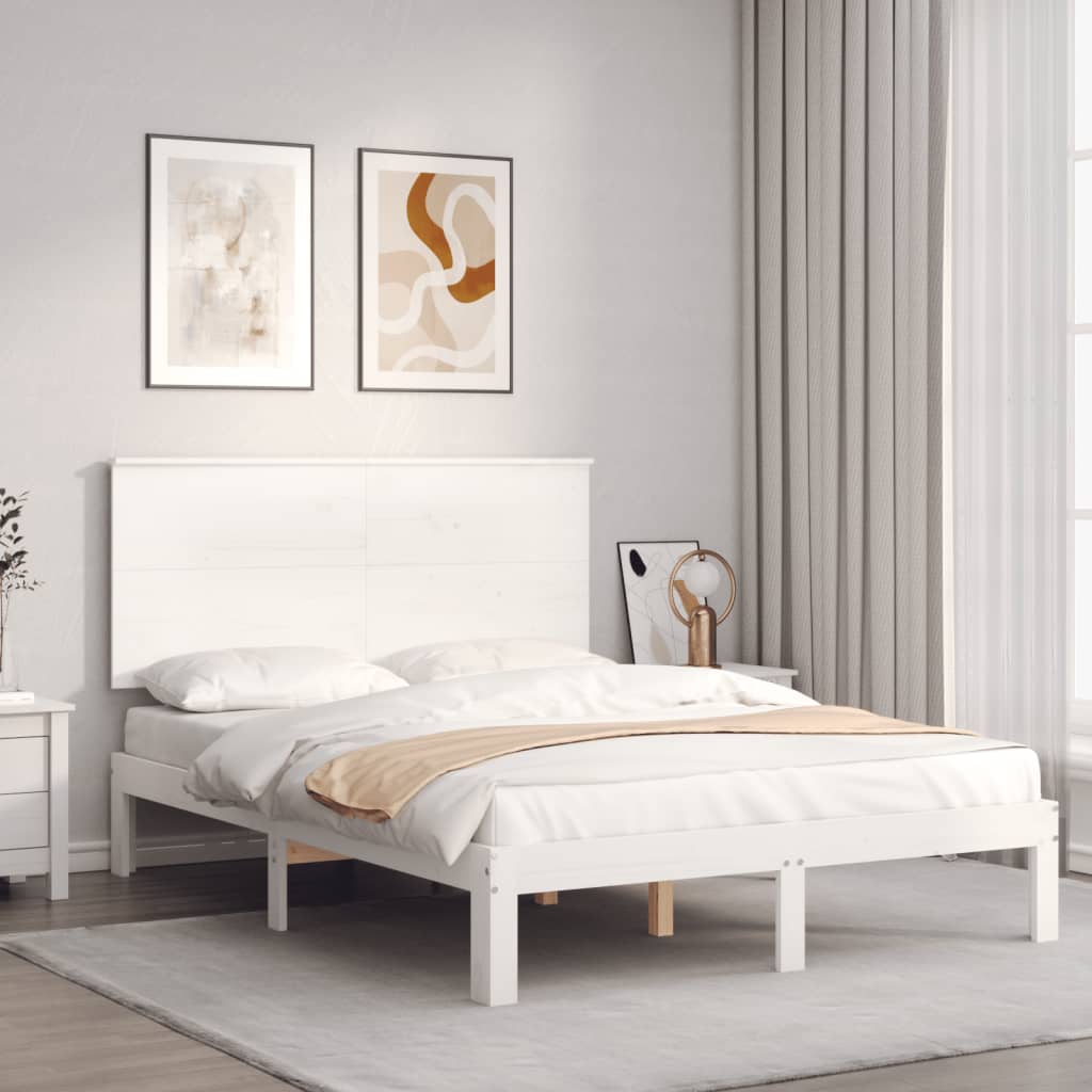 Bedframe zonder matras massief grenenhout wit 140x190 cm is nu te koop bij PeponiXL, paradijselijk wonen!