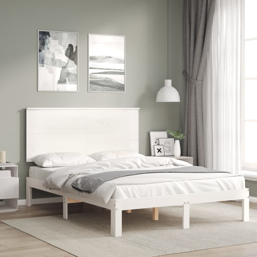 Bedframe zonder matras massief grenenhout wit 140x200 cm is nu te koop bij PeponiXL, paradijselijk wonen!