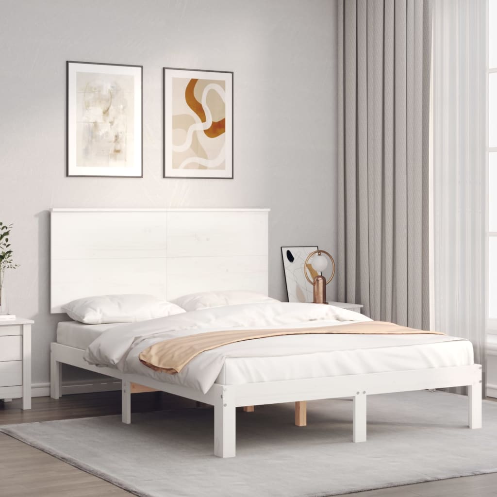 Bedframe zonder matras massief grenenhout wit 140x200 cm is nu te koop bij PeponiXL, paradijselijk wonen!