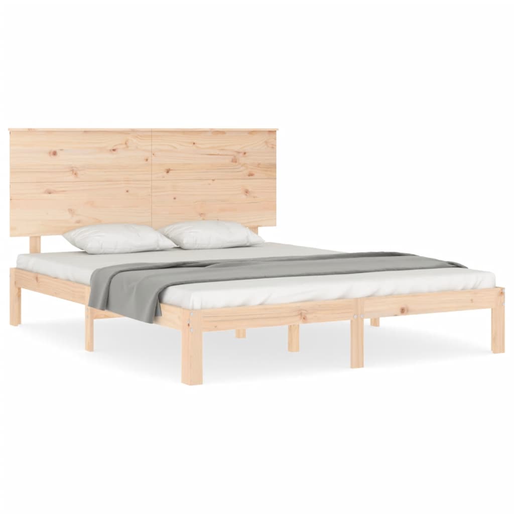 Bedframe met hoofdbord massief hout is nu te koop bij PeponiXL, paradijselijk wonen!