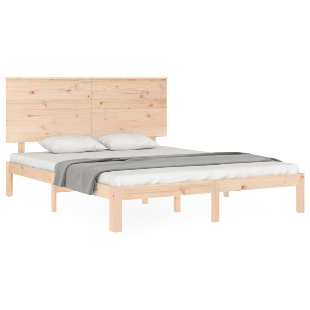 Bedframe met hoofdbord massief hout is nu te koop bij PeponiXL, paradijselijk wonen!