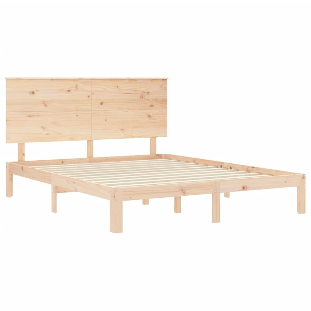 Bedframe met hoofdbord massief hout is nu te koop bij PeponiXL, paradijselijk wonen!