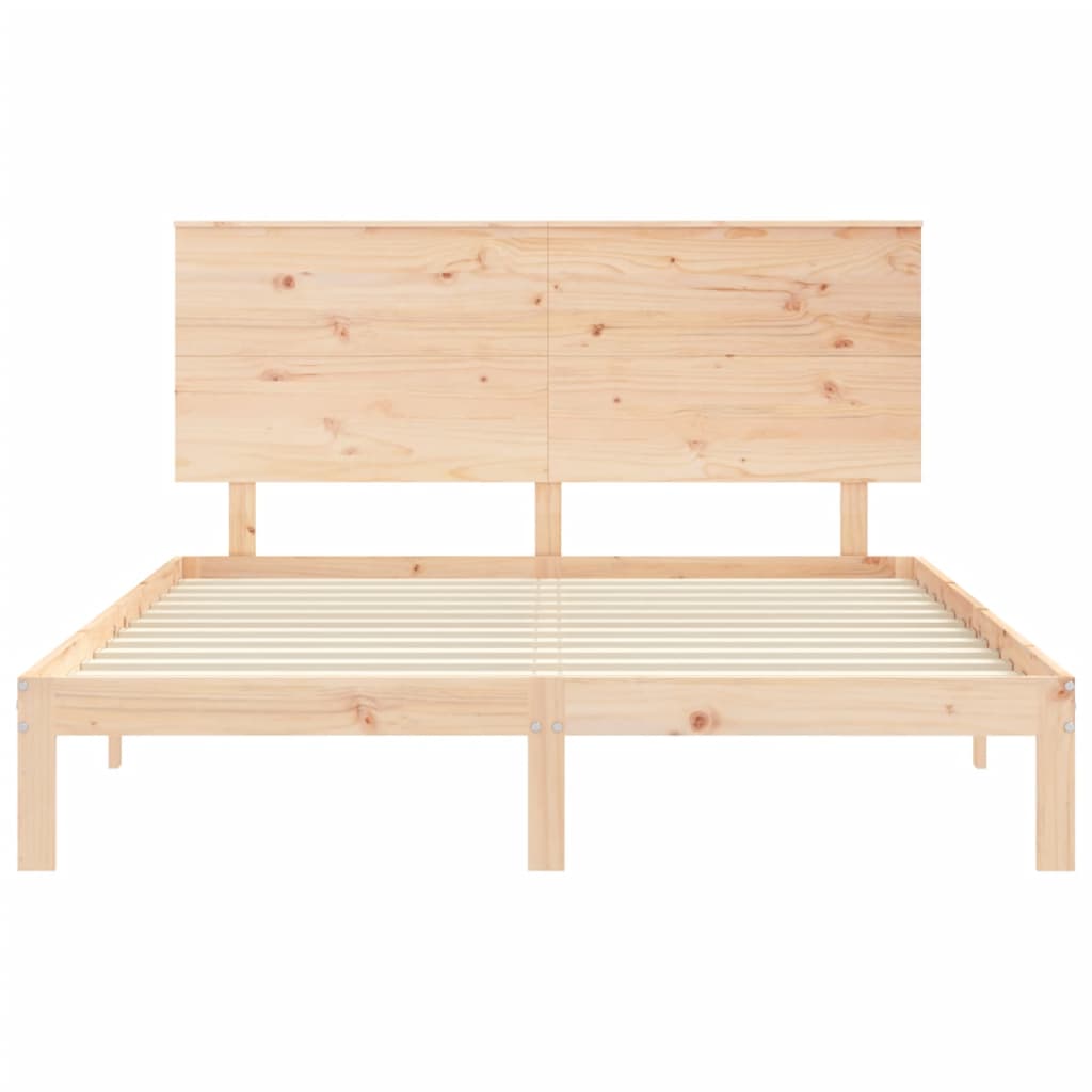 Bedframe met hoofdbord massief hout is nu te koop bij PeponiXL, paradijselijk wonen!