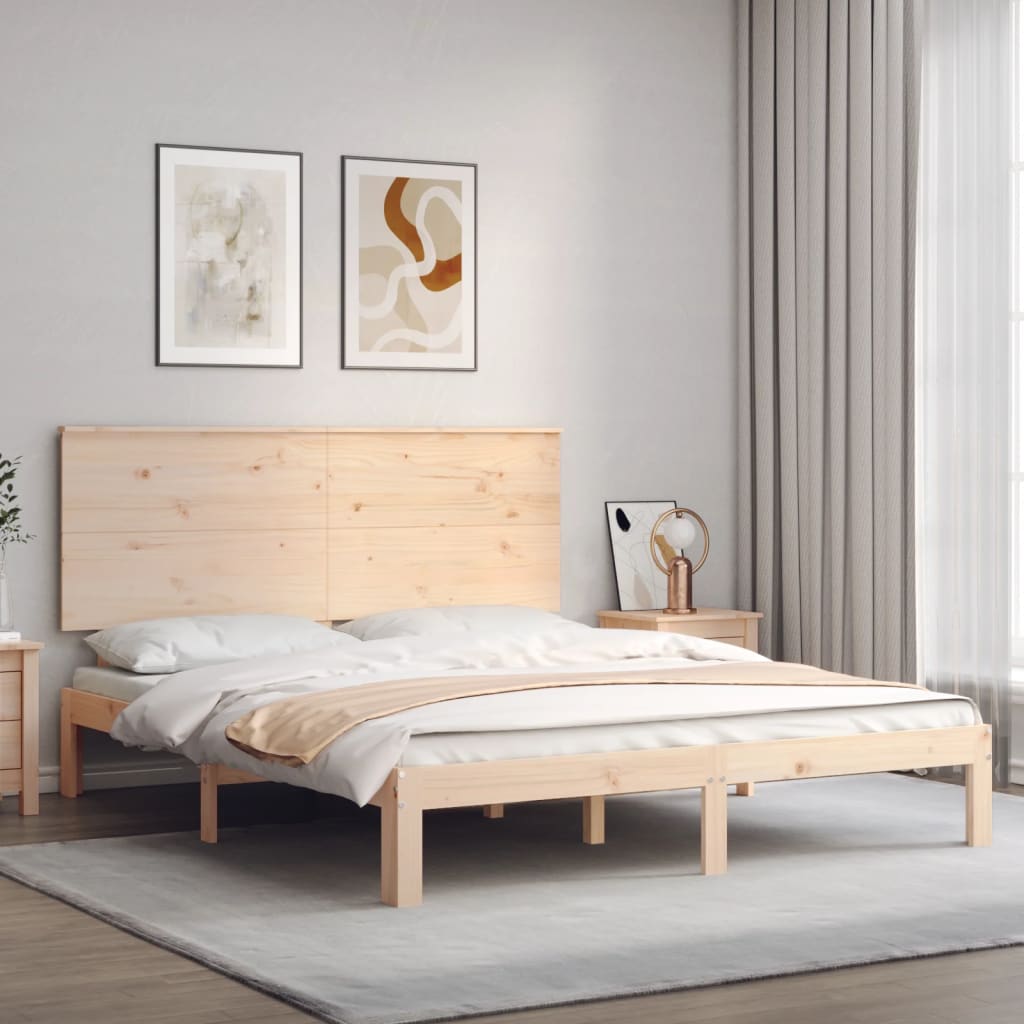 Bedframe met hoofdbord massief hout is nu te koop bij PeponiXL, paradijselijk wonen!