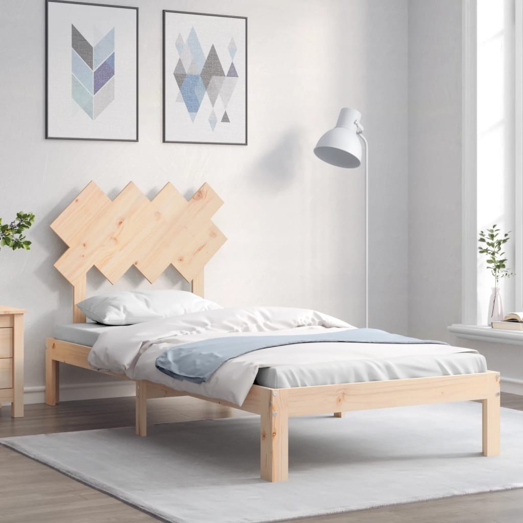 Bedframe met hoofdbord massief hout is nu te koop bij PeponiXL, paradijselijk wonen!