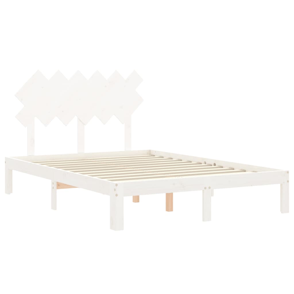 Bedframe met hoofdbord massief hout wit is nu te koop bij PeponiXL, paradijselijk wonen!