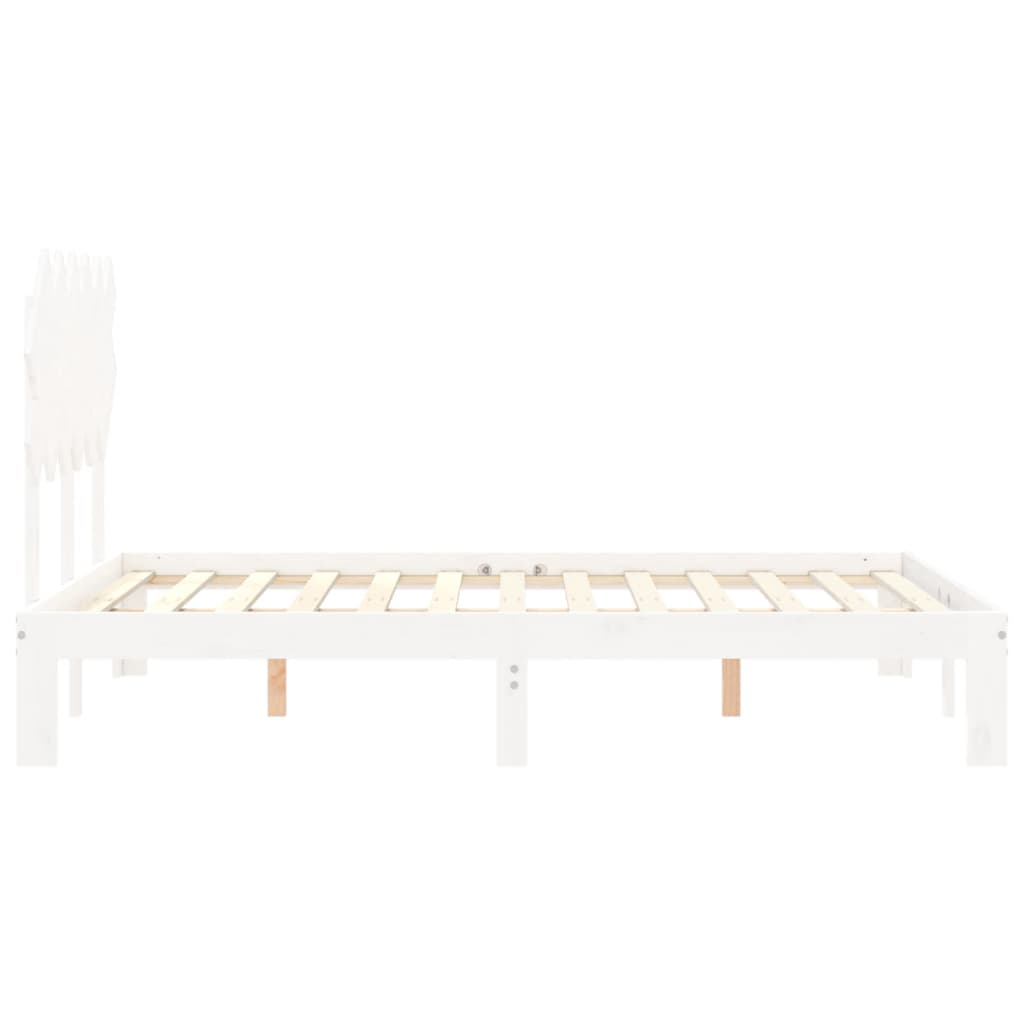 Bedframe met hoofdbord massief hout wit is nu te koop bij PeponiXL, paradijselijk wonen!
