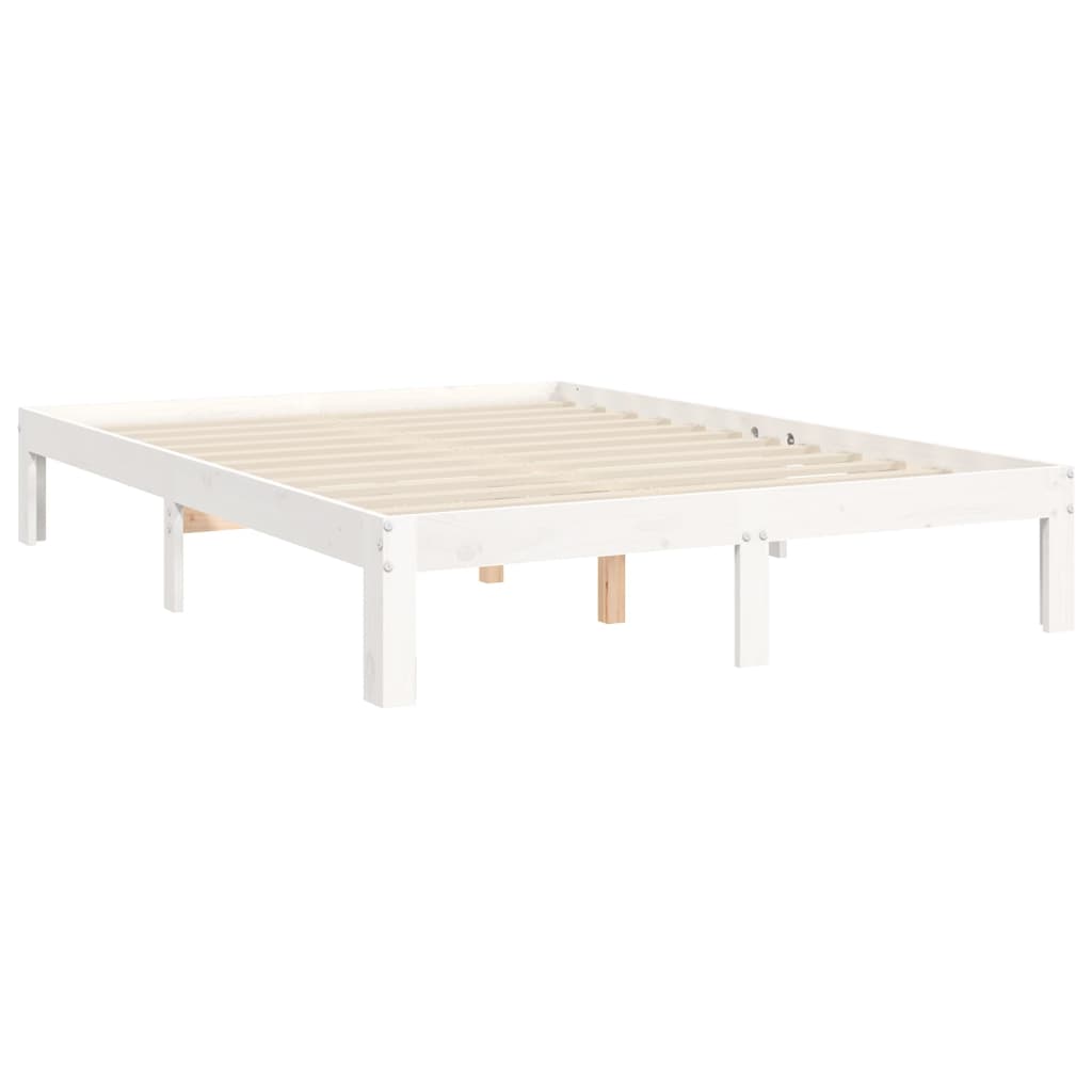 Bedframe met hoofdbord massief hout wit is nu te koop bij PeponiXL, paradijselijk wonen!
